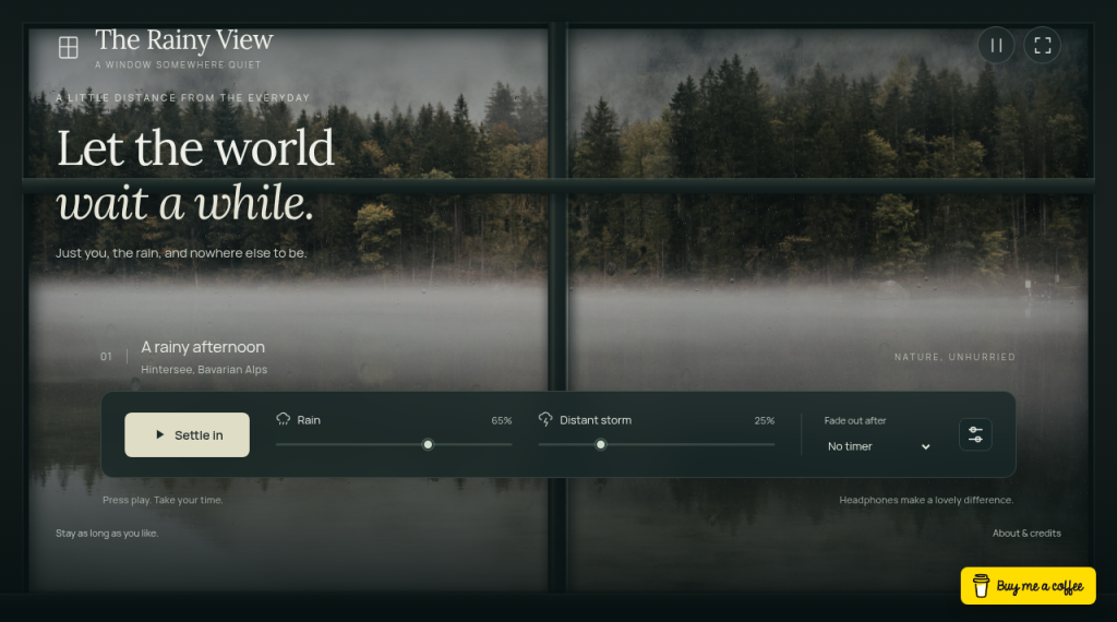 The Rainy View product interface