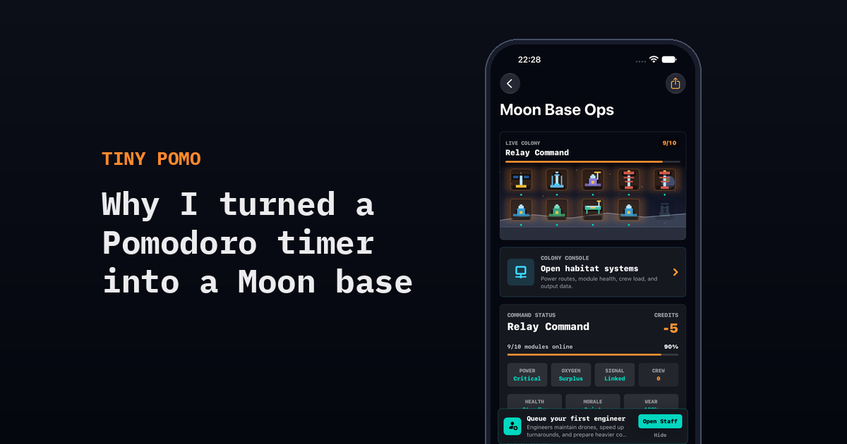 Why I turned a Pomodoro timer into a Moon base